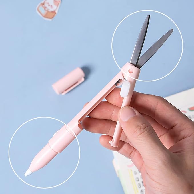 2 in 1 Multifunction Paper Cutter, Paper Cutting Scissors DIY Ceramic Cutter Pen,Mini Folding Scissor Pen Cutter,Utility Cutter for School Supplies