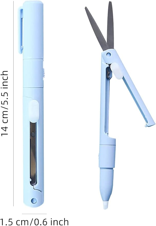 2 in 1 Multifunction Paper Cutter, Paper Cutting Scissors DIY Ceramic Cutter Pen,Mini Folding Scissor Pen Cutter,Utility Cutter for School Supplies
