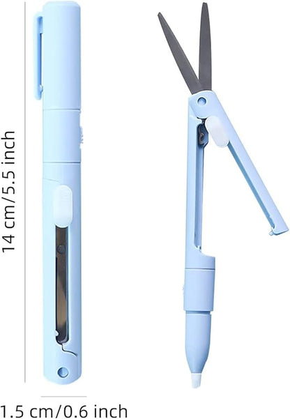 2 in 1 Multifunction Paper Cutter, Paper Cutting Scissors DIY Ceramic Cutter Pen,Mini Folding Scissor Pen Cutter,Utility Cutter for School Supplies